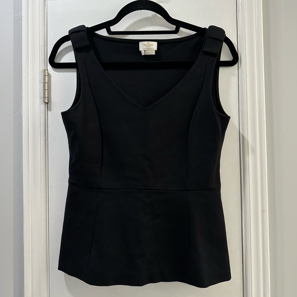 Kate Spade Black Peplum Top with Bow Shoulders